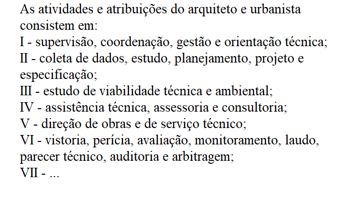 LEI QUE DÁ ATRIBUIÇÃO AO ARQUITETO